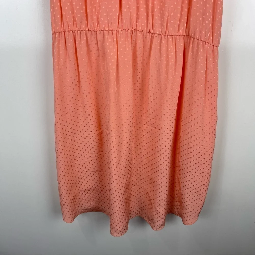 Rebecca Taylor Coral Polka Dot Ruffle Mini Slip Dress 100% Silk Women's Size 12 - Picture 5 of 6